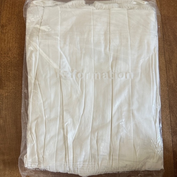 NEW Reformation Calie Mini Short Sleeve Dress Stretch  Cotton White | size 4 - Picture 9 of 11